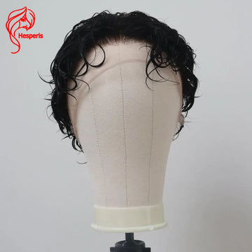 Wavy Pre-Cut Full Lace Wig for Men, Short Pixie, Transparent Lace