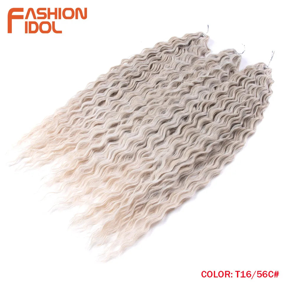 Synthetic Twist Crochet Curly Hair Water Wave Braid Ombre Blonde Brown Deep
