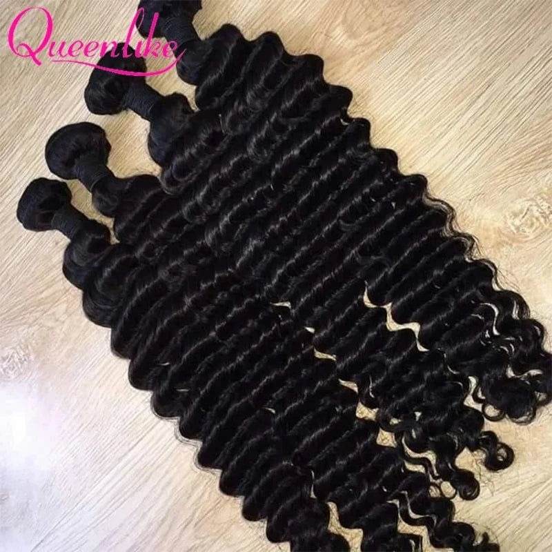 Deep Wave Human Hair Bundles Curly, 100% Brazilian Raw Extensions