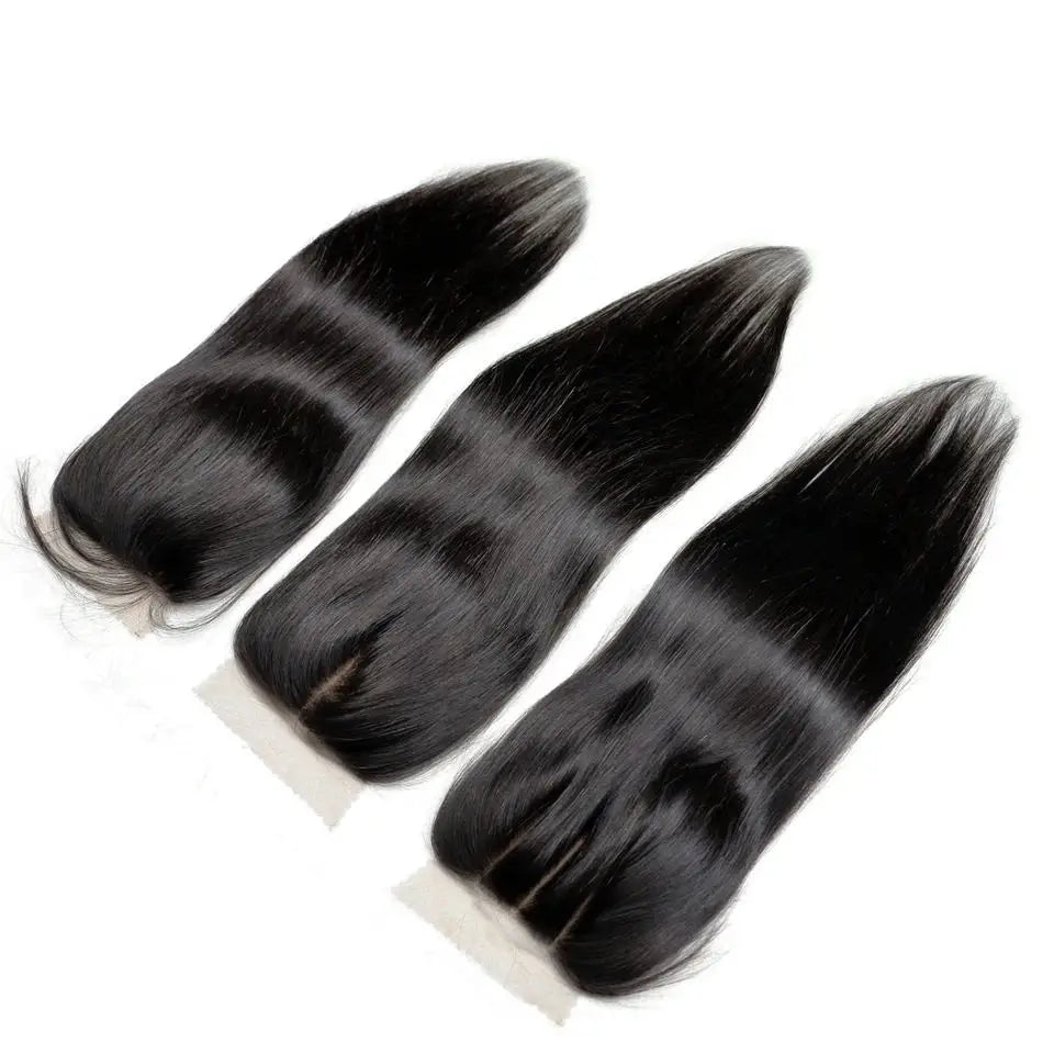 Remy Straight Hair Silk Base Closure, 4x4 Top Brazilain Silky Human Hidden
