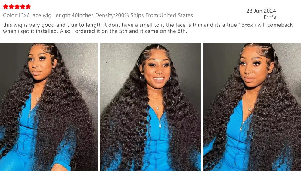 Deep Wave 13x6 Lace Front Human Hair Wig, 200% Remy Curl Full