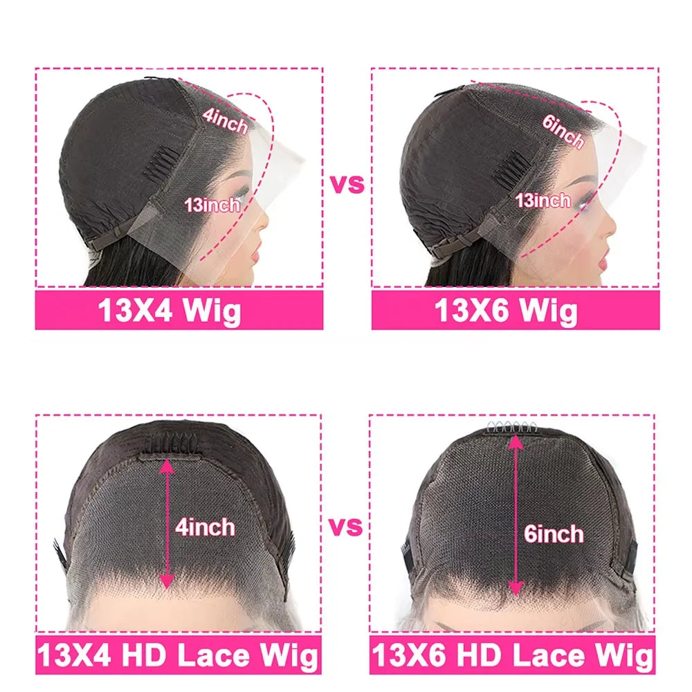 Deep Wave Frontal Wig Human Hair, 13x4 Curly Lace Front Transparent HD