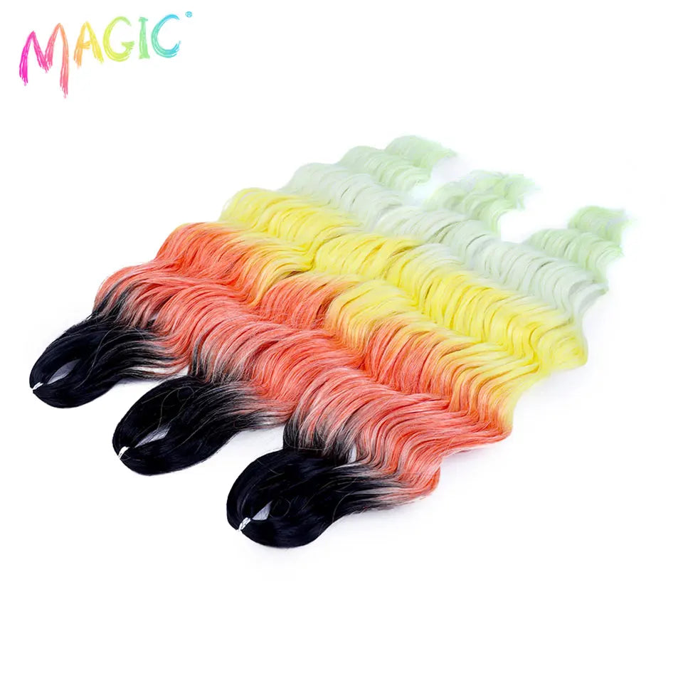 Water Wave Braiding Hair Extensions Ombre Blonde Deep Afro Curl Twist Crochet