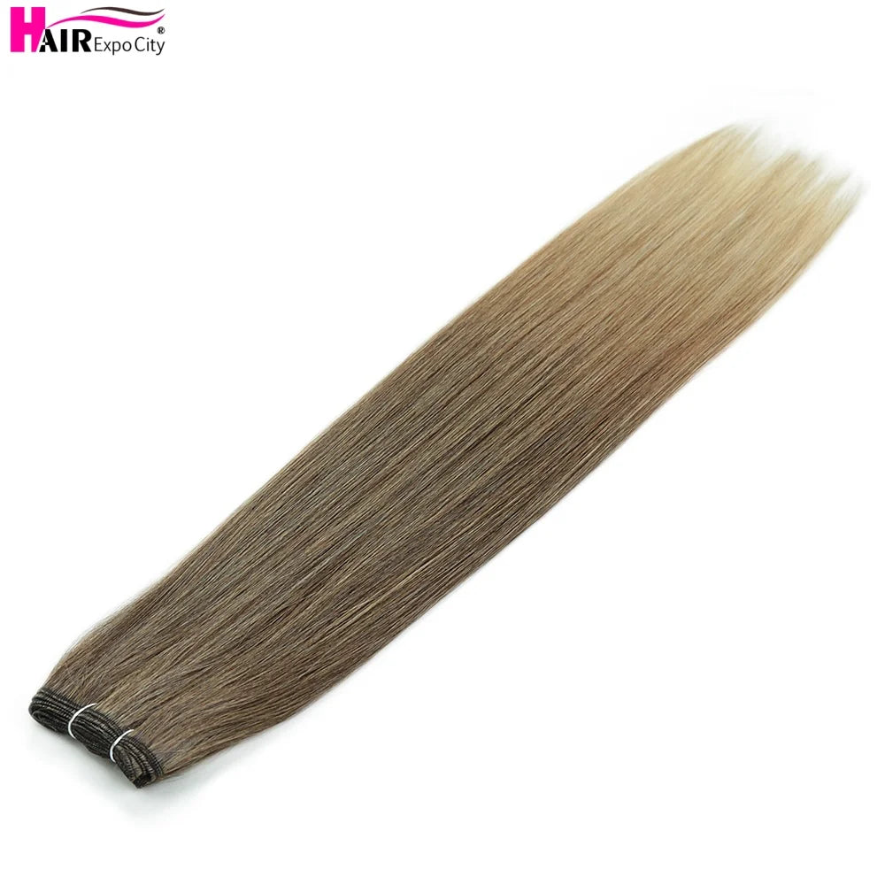 Bone Straight Synthetic Hair Bundles Ombre Blonde Weft Super Long Weave Extensions