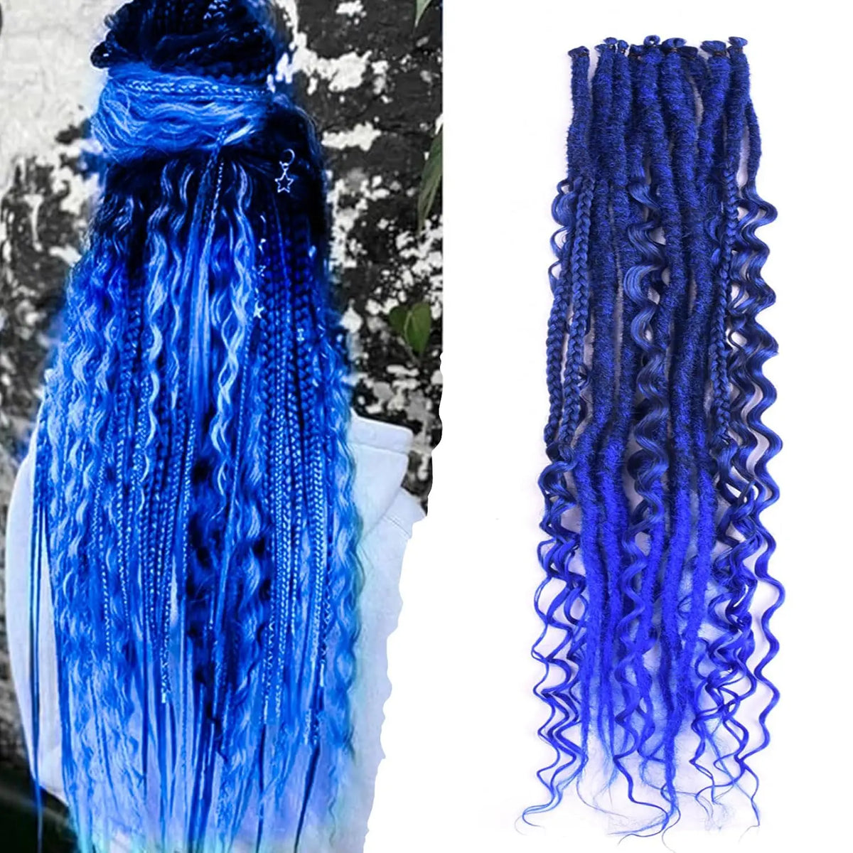 Synthetic 16Strands/Lot SE Dreadlocks Braids 24 Inch Hair Extensions, 3 In 1 Mixed Hippie Style Single End Dreadslocks