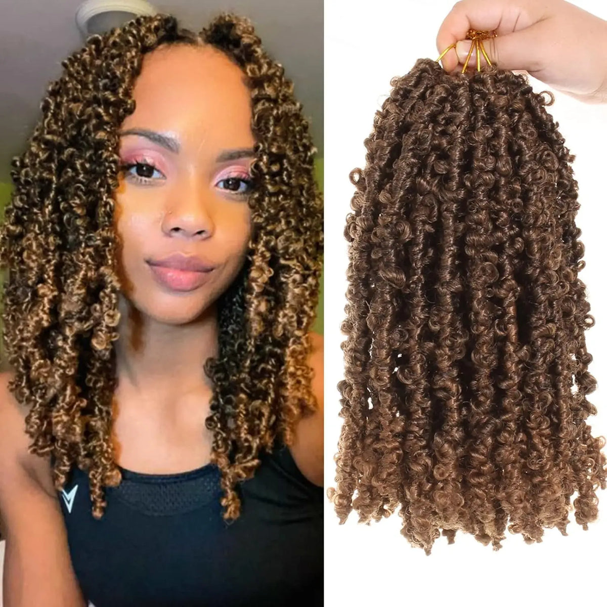 Pre-twisted Butterfly Locs Crochet Hair Short Bob Distressed Braids 1/6/8 Packs Synthetic