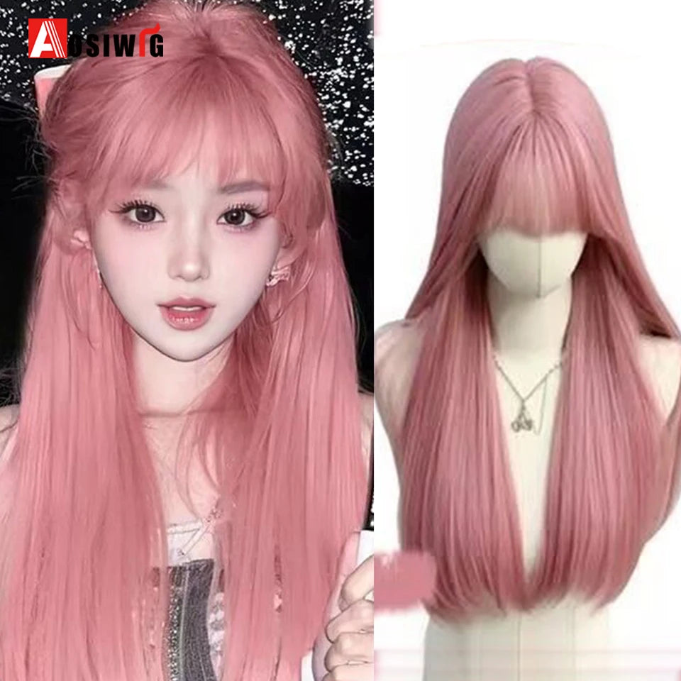 Blonde Twin Ponytail Princess Cut Natural Short Hair Synthetic Wigs Bangs Heat