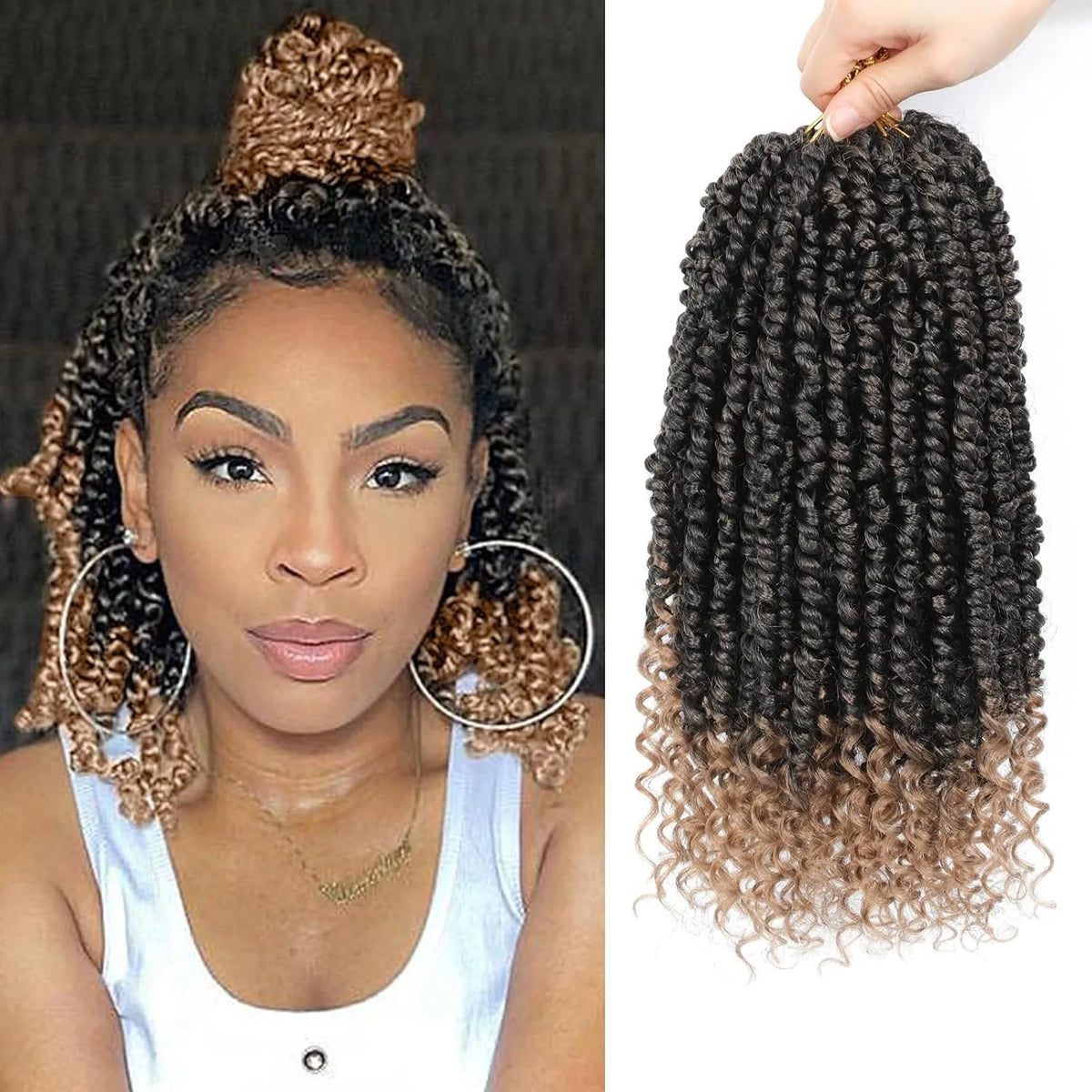 Passion Twist Crochet Hair Pre-twisted Short Pre Looped Curly Twists Synthetic Braids