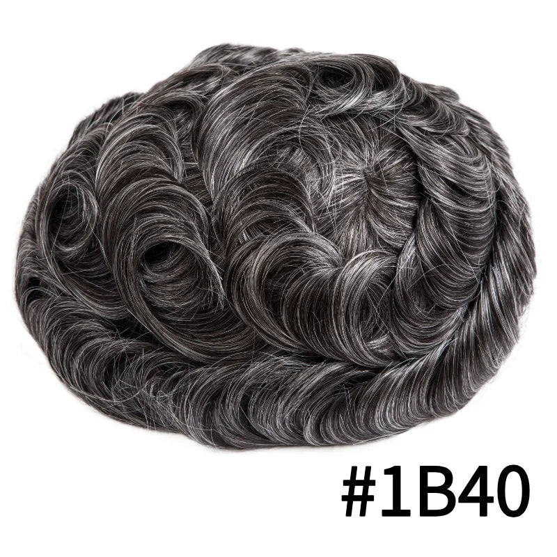 Male Hair Prosthesis Lace PU Base Breathable Natural Hairline Natural Human Hair Toupee Man Wig