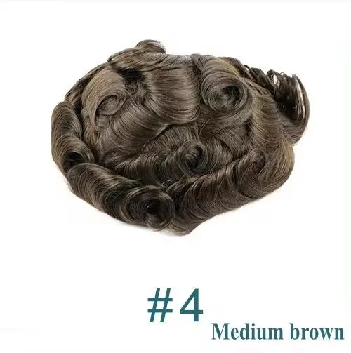 Swiss Lace PU Toupee Black Europe Human Hair Wig 1B40 Replacement System