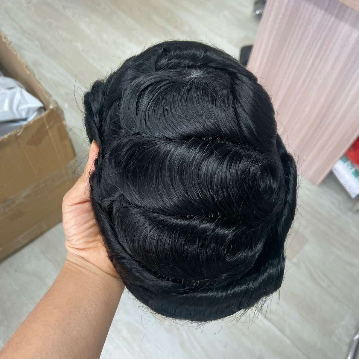 Wig Human Hair Toupee Fine Mono, 130% Density Durable Prosthesis 6" Replacement