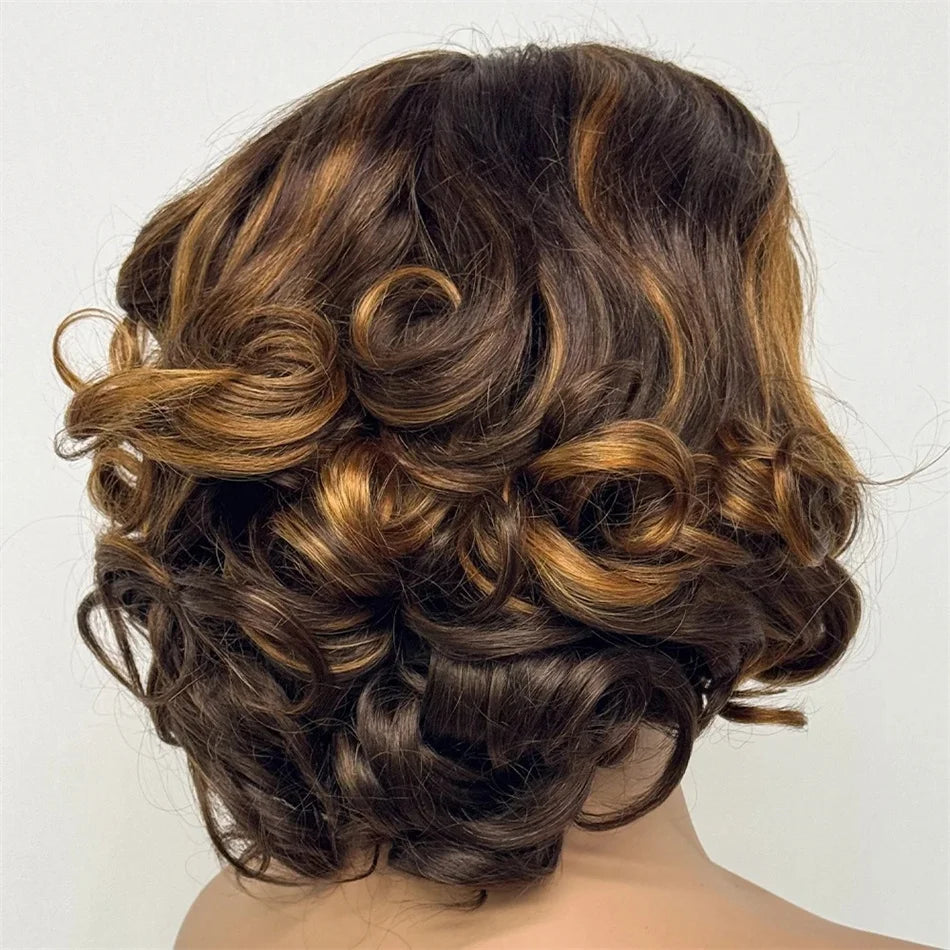 100% Vietnamese Raw Hair Wigs Density Ombre Double Drawn Bouncy Curly Loose