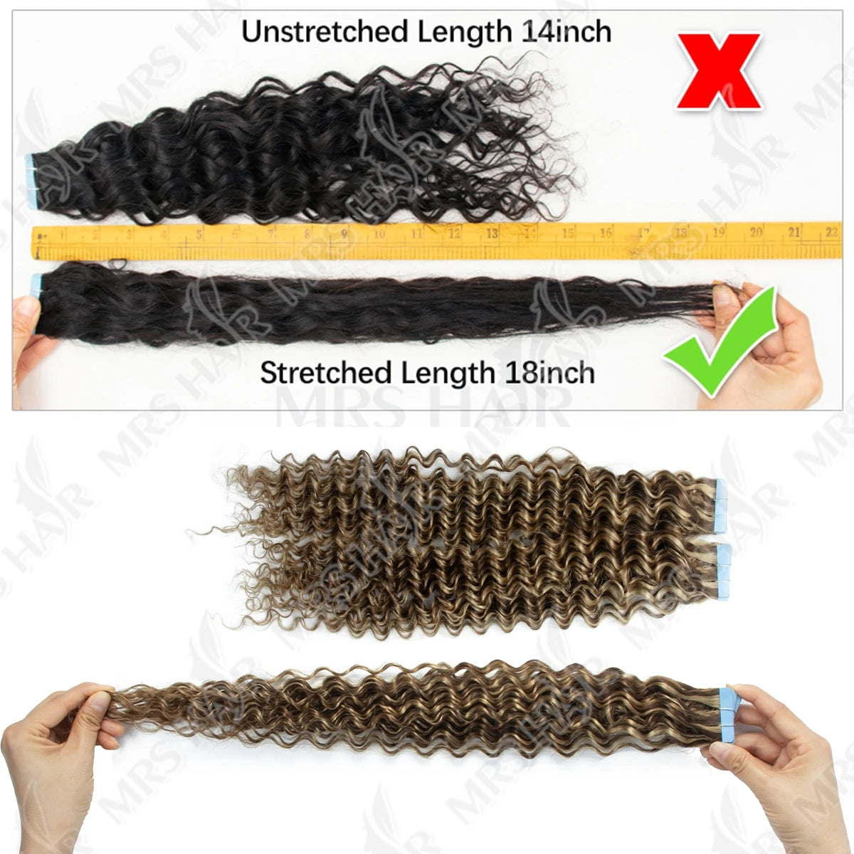 P4-27 Deep Curly Wave Tape in Hair Extensions Human Cuticle Remy 14-24inch