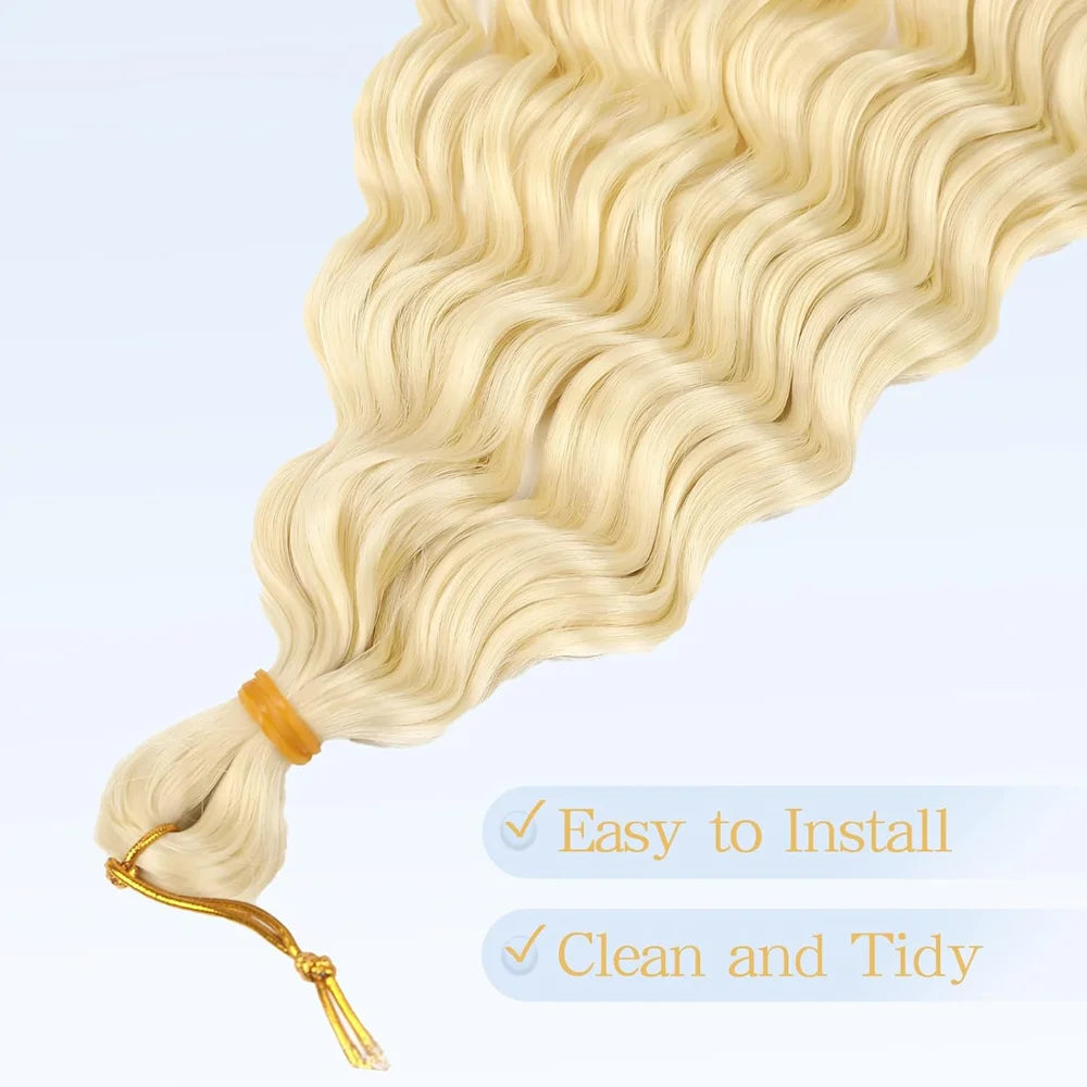 Synthetic Ocean Wave Crochet Hair Long Blonde Deep Curly Braiding Soft