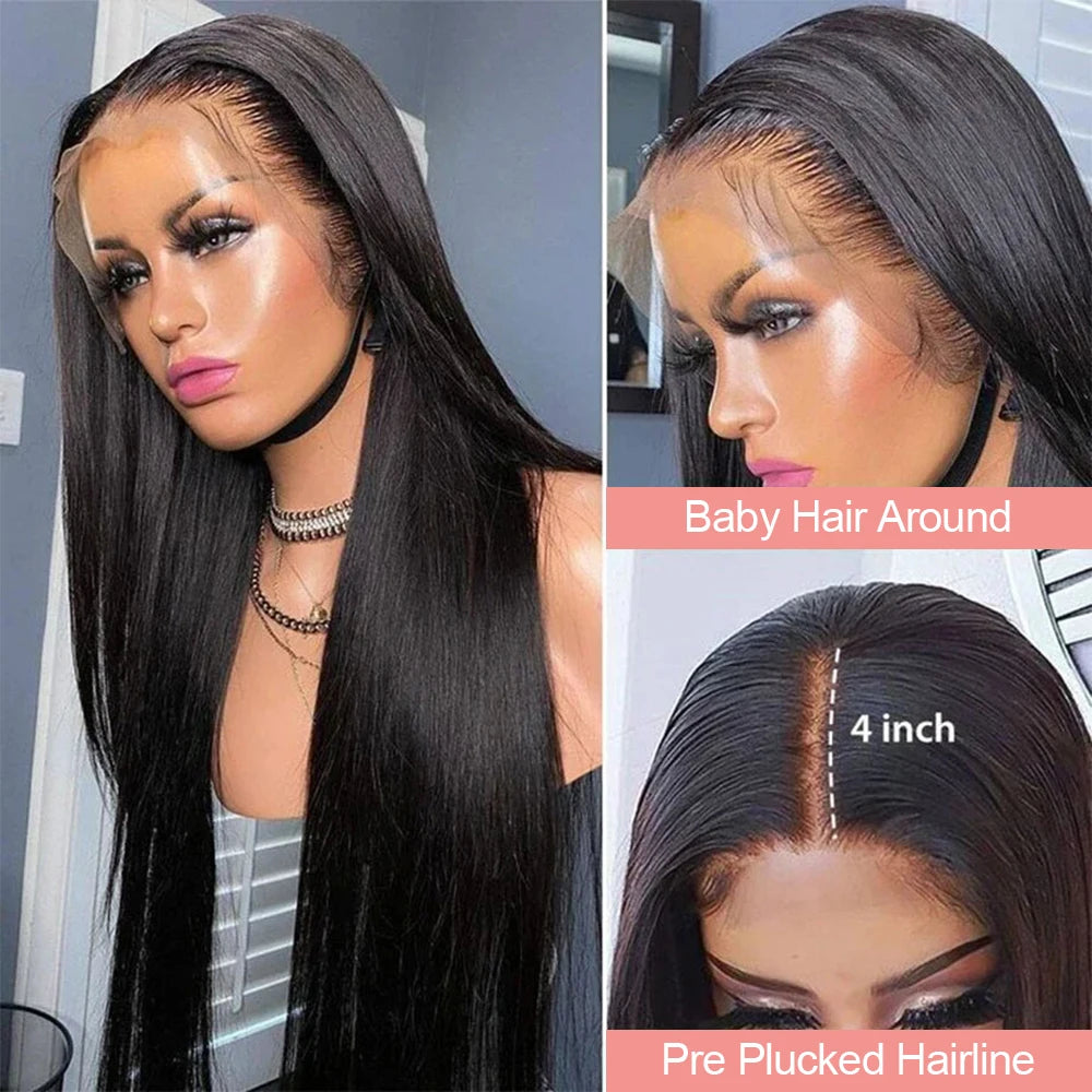 Virgin 13x4 Bone Straight HD Lace Frontal Wig Pre Plucked Transparent Density