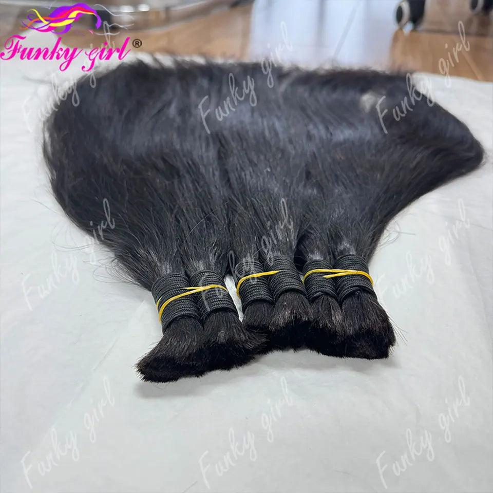12A Straight Human Hair Bulk 50-400g Bundles 100% Virgin Brazilian Natural Black Color Weft Extension for Weaving Sewing