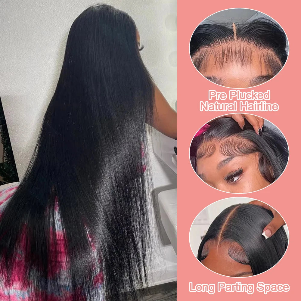 Virgin 13x4 Bone Straight HD Lace Frontal Wig Pre Plucked Transparent Density