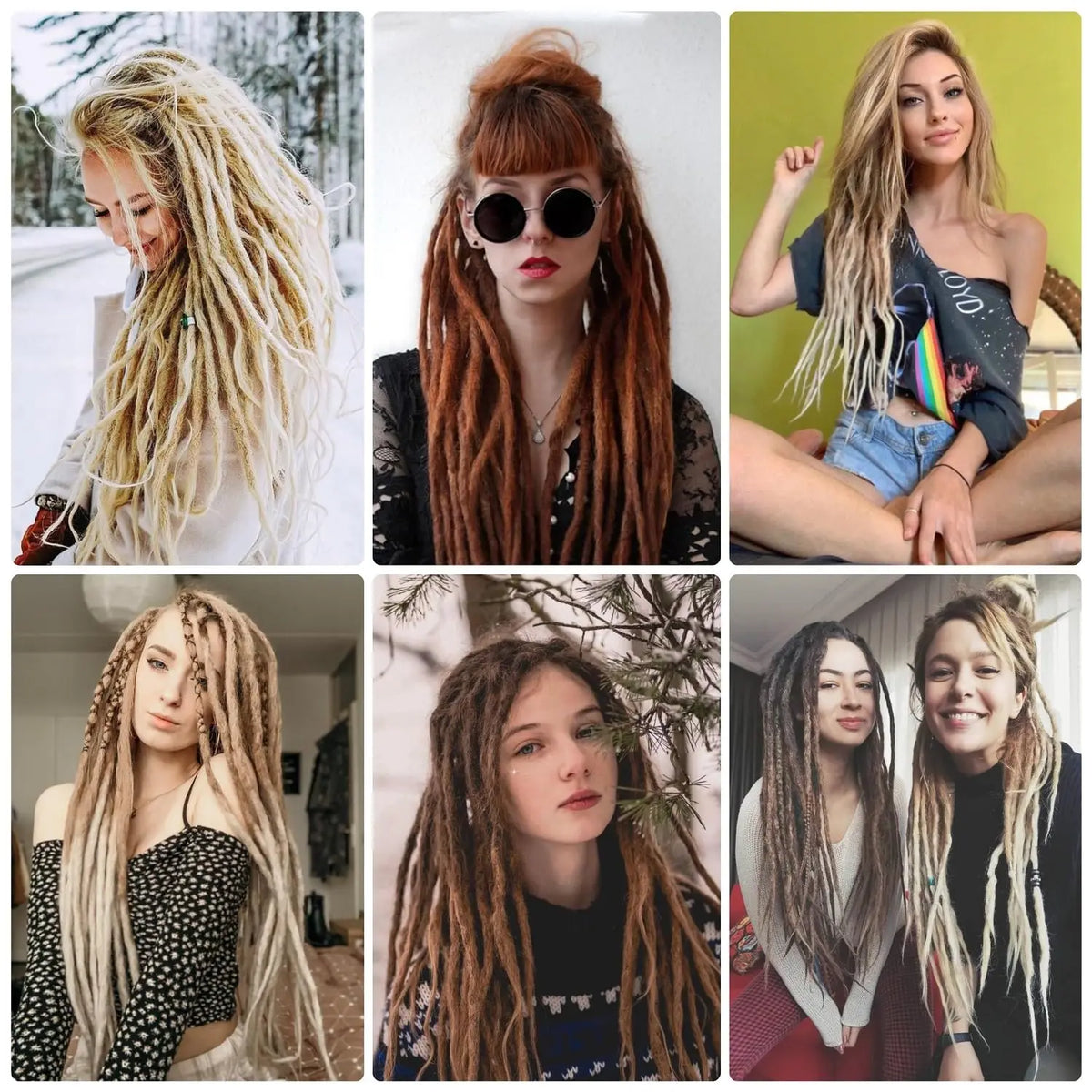 Synthetic 16Strands/Lot SE Dreadlocks Braids 24 Inch Hair Extensions, 3 In 1 Mixed Hippie Style Single End Dreadslocks