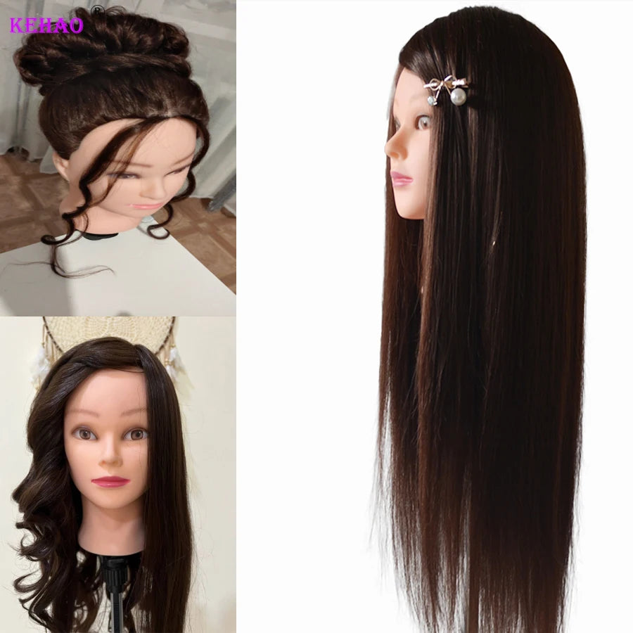 85%Real Hair Doll Head Hairstyle Hairdressing Professional Mannequin Styling To Practice Curl