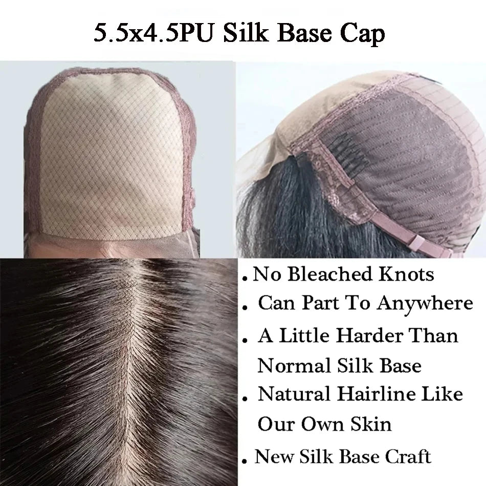 Layered Middle Part Silk Top Lace Closure Human Hair Wig, Short Bob, Pre Plucked