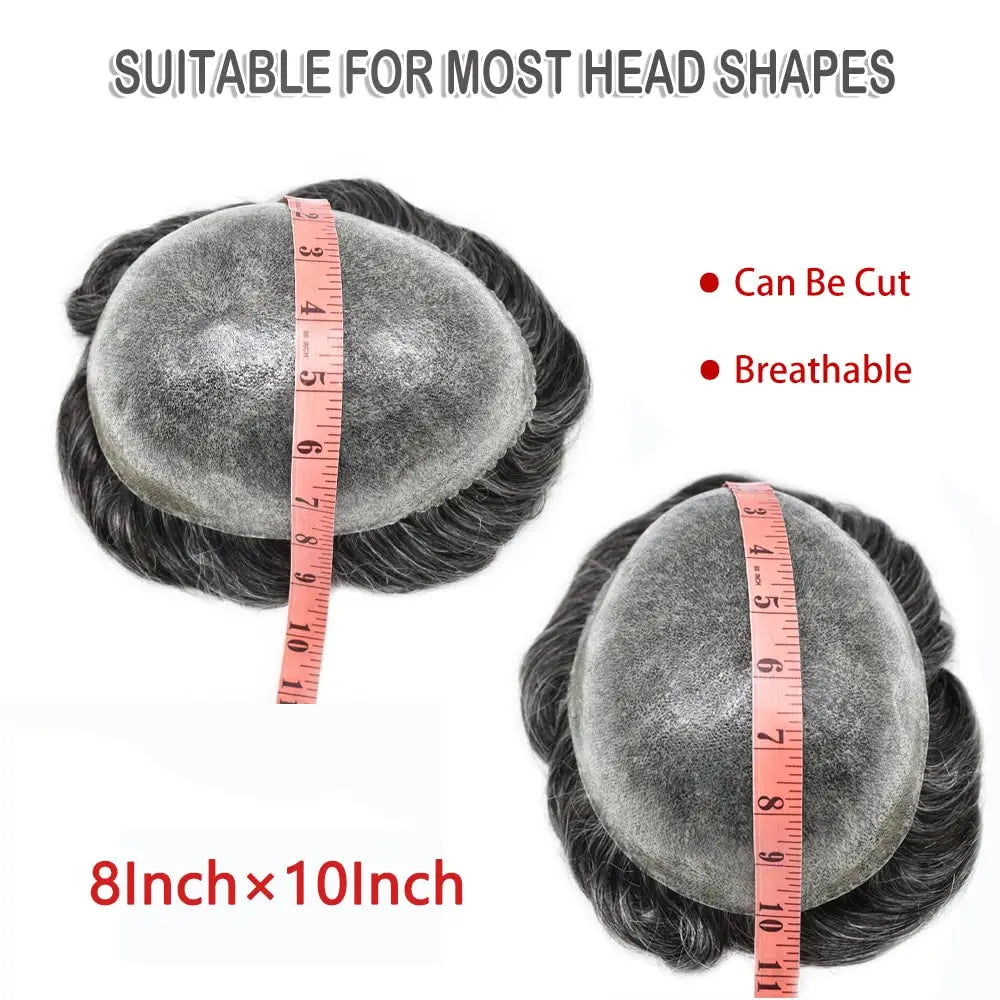 Men's Capillary Prosthesis Skin Knot Toupee Invisible Wig Human Hair Natural Replacement
