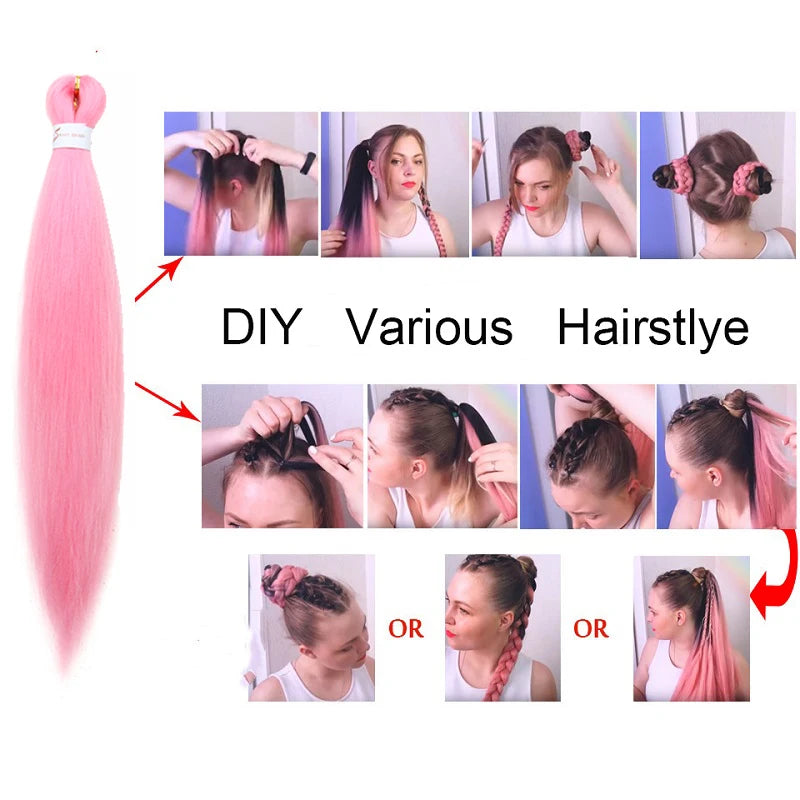 20/26Inch Soft Synthetic Pre-stretched EZ Braiding Hair Extension Low Temperature Fiber Hairpiece Easy to Style