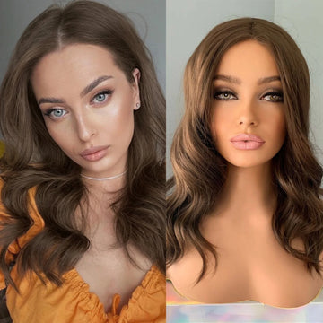 Brown Wig Short Wavy Synthetic Lace Front Natural Frontal Chocolate Brunette Hair