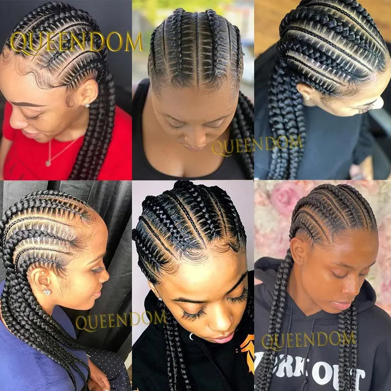 36" Synthetic Full Lace Wig Knotless Box Braid African Braided Frontal Cornrow