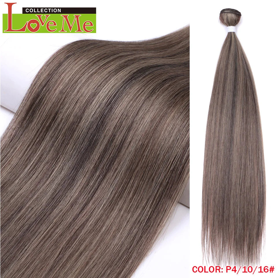 Yaki Straight Hair Extensions Salon Synthetic Bundles Temperature Fiber Ombre Blonde Fake