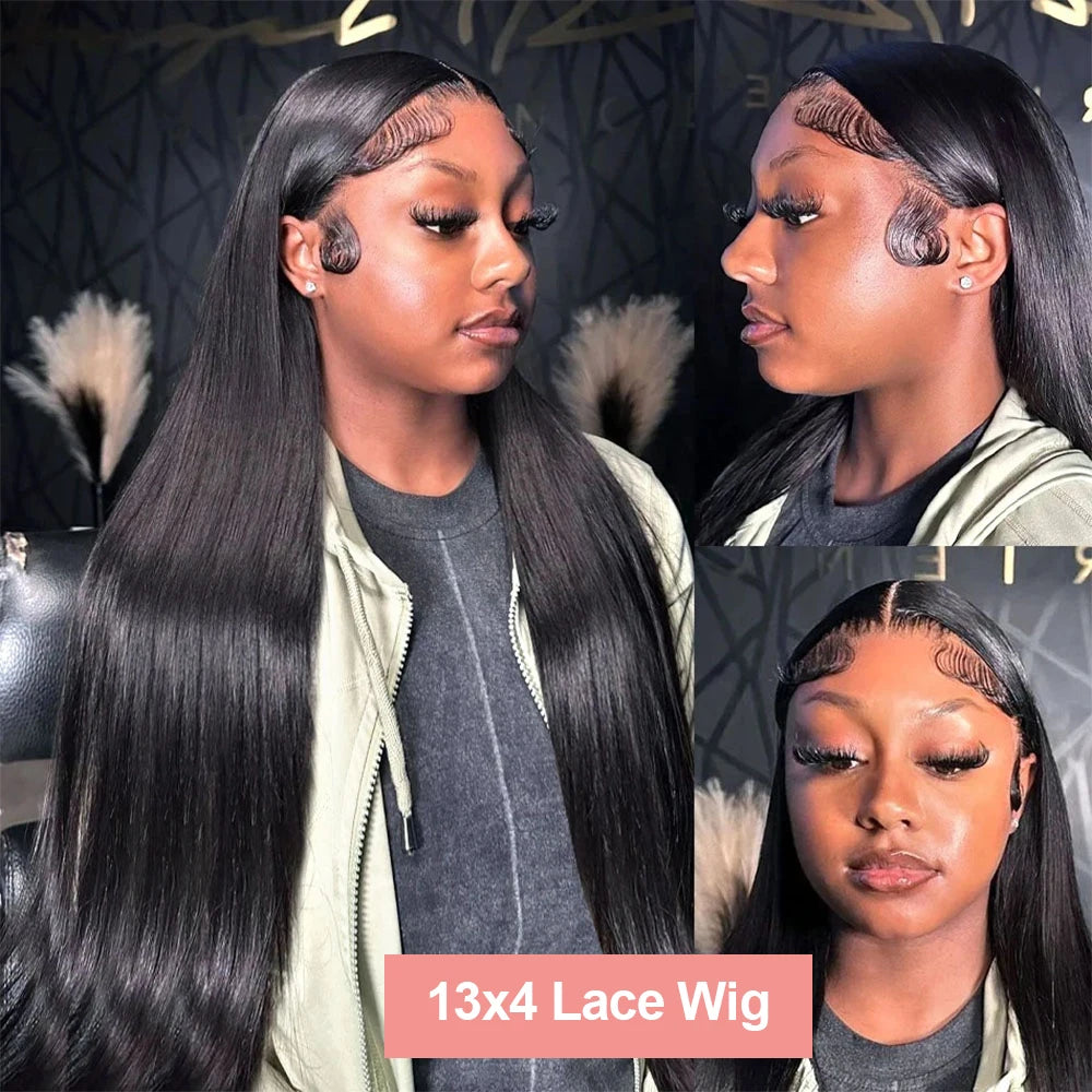 Virgin 13x4 Bone Straight HD Lace Frontal Wig Pre Plucked Transparent Density
