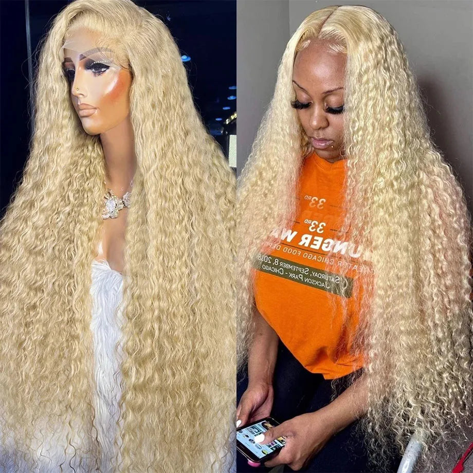 613 HD Lace Frontal Wig, 13x6 Deep Wave Front Human Hair Blonde