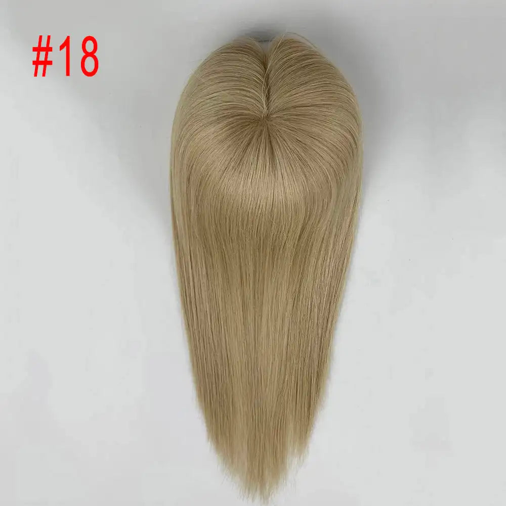 Straight Virgin Human Hair Topper — Mono Base, Clip-In Hairpiece