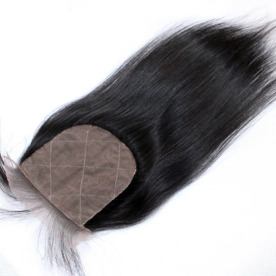 Remy Straight Hair Silk Base Closure, 4x4 Top Brazilain Silky Human Hidden