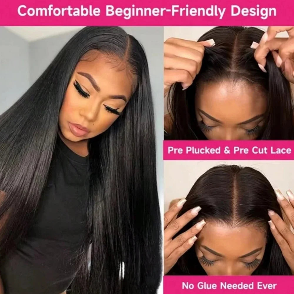 250% Brazilian Straight Human Hair Wigs, 13x4 HD Transparent Lace Front Pre