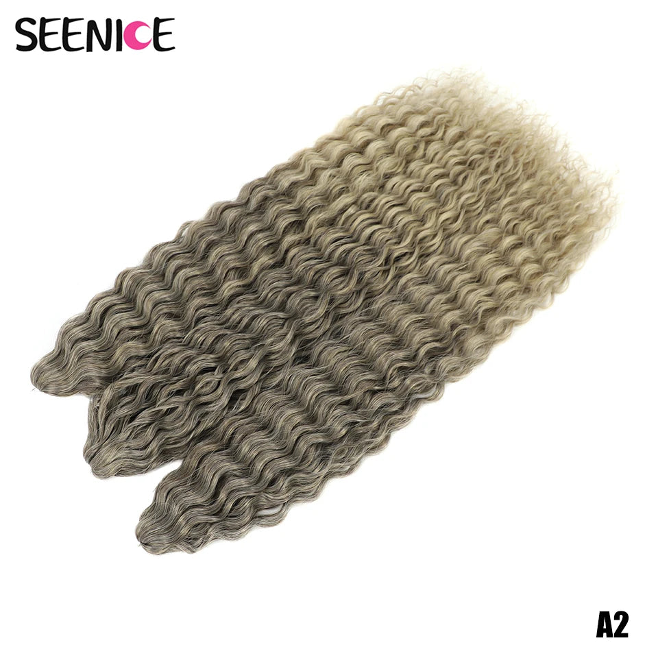 African Curls Synthetic Water Wave Twist Crochet Braiding Hair, Afro Curl, Ombre Blonde Pink Deep Wave