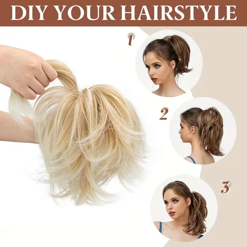 Synthetic Fake Hair Ponytail 8" Short Multi Layered Straight Claw On Clip
