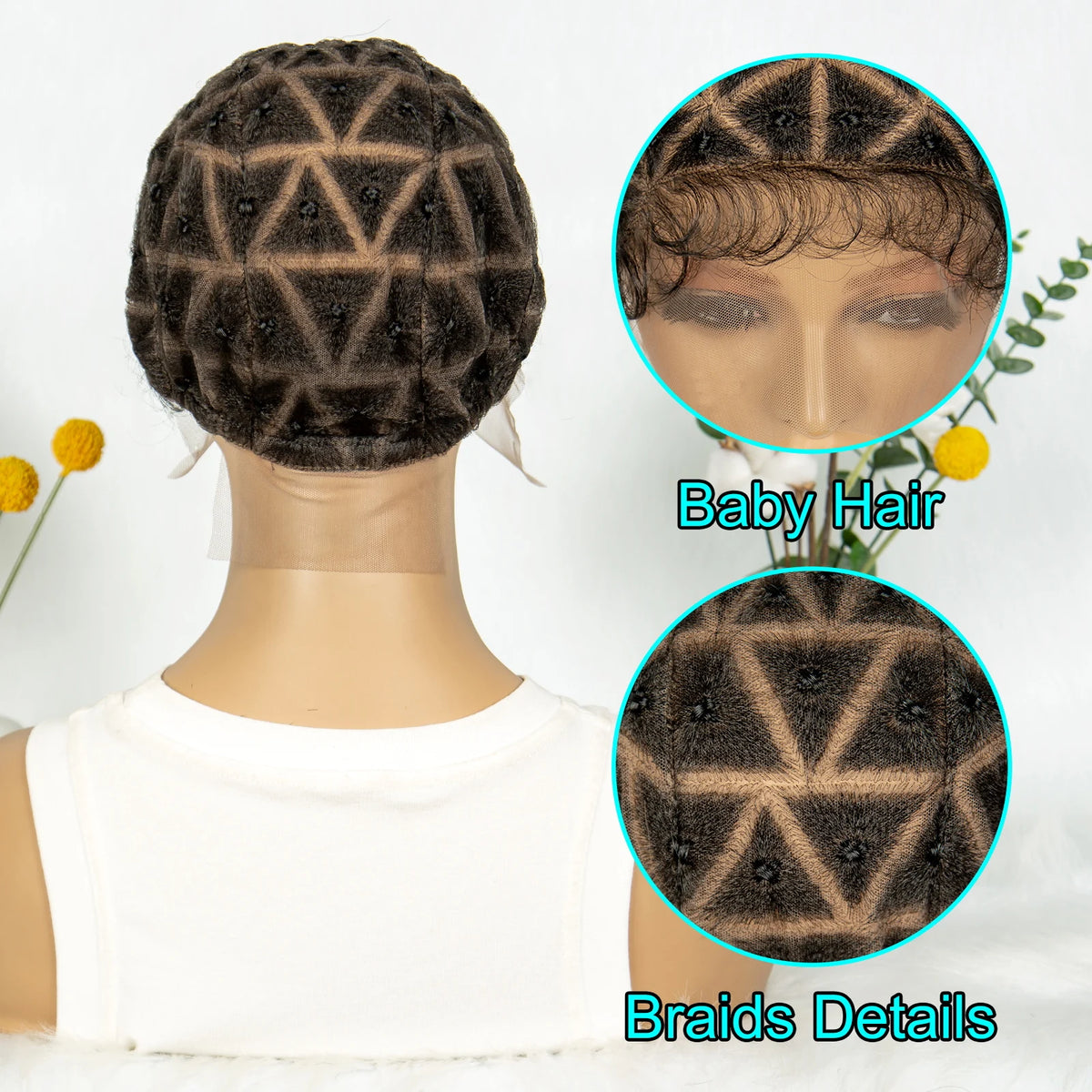 Braiding Wig Cap for Crochet Braids, Pre-Parted with Baby Hair, Goddess Braids