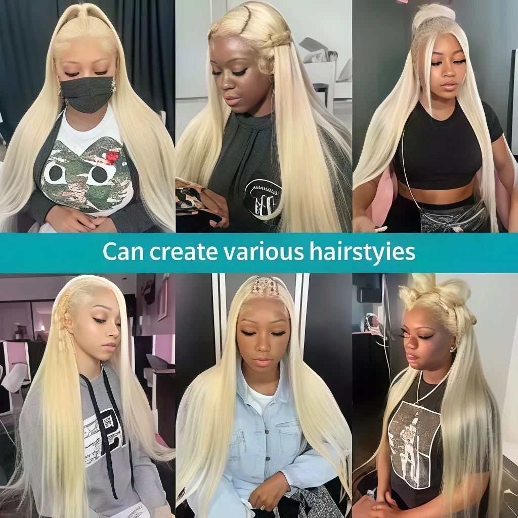 250% Density 613 Blonde Bone Straight Human Hair Wig, 13x4 & HD