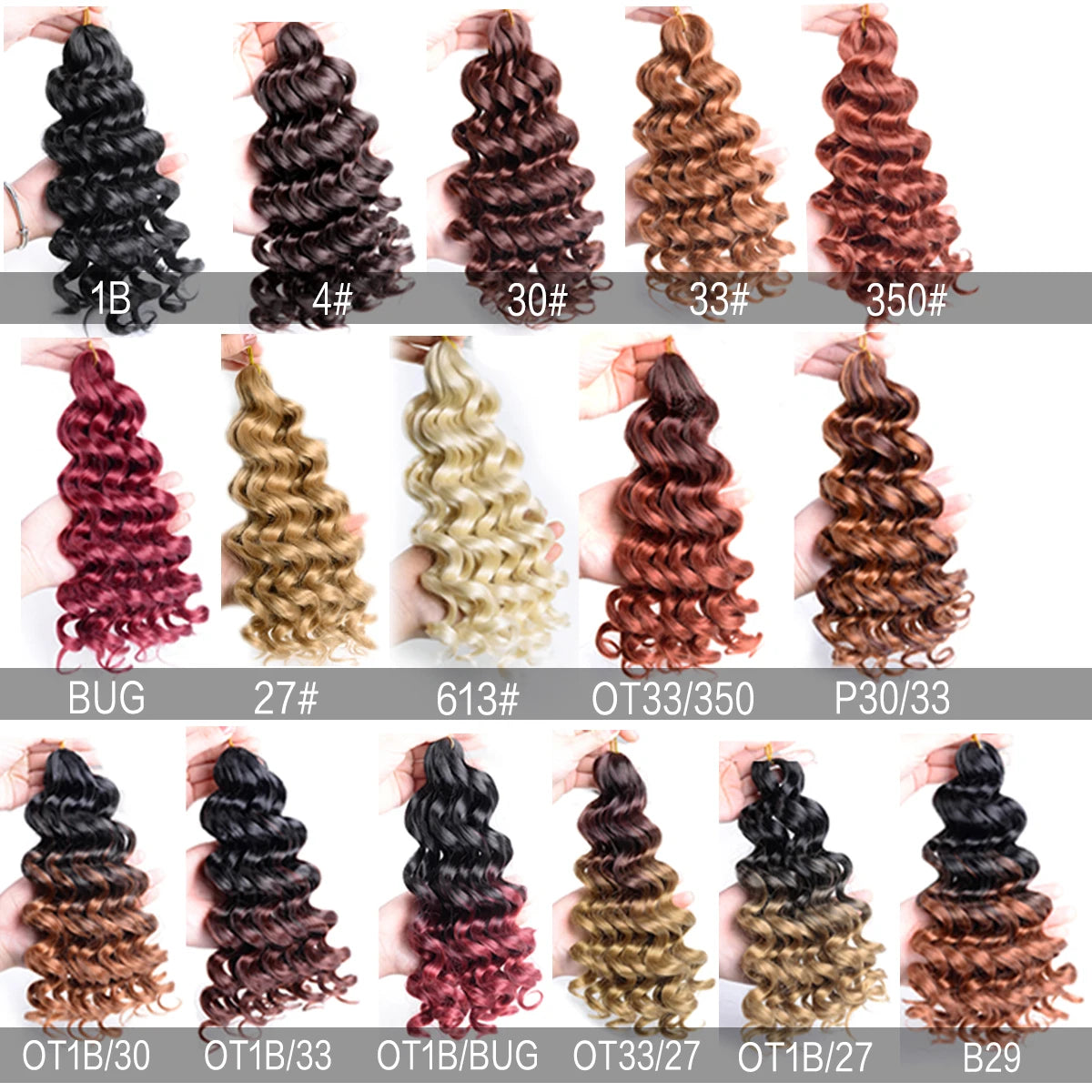 12inch Synthetic Italian Curls Braids Hair Crochet Loose Extensions Boho Deep Wave