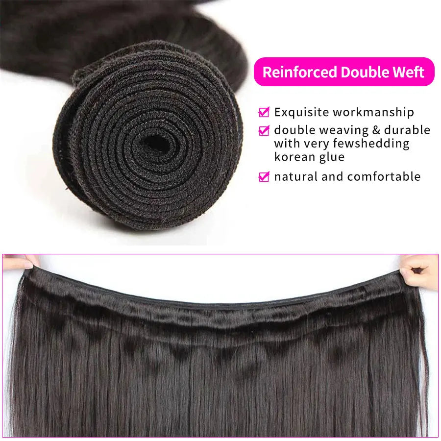 Bundles Unprocessed Brazilian Virgin Hair Quick Weave Extensions Straight Human 10A Grade