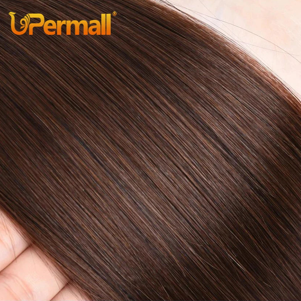 Chocolate Brown 2/3/4 Human Hair Bundles Closure Kim K, 2x6 Straight Body