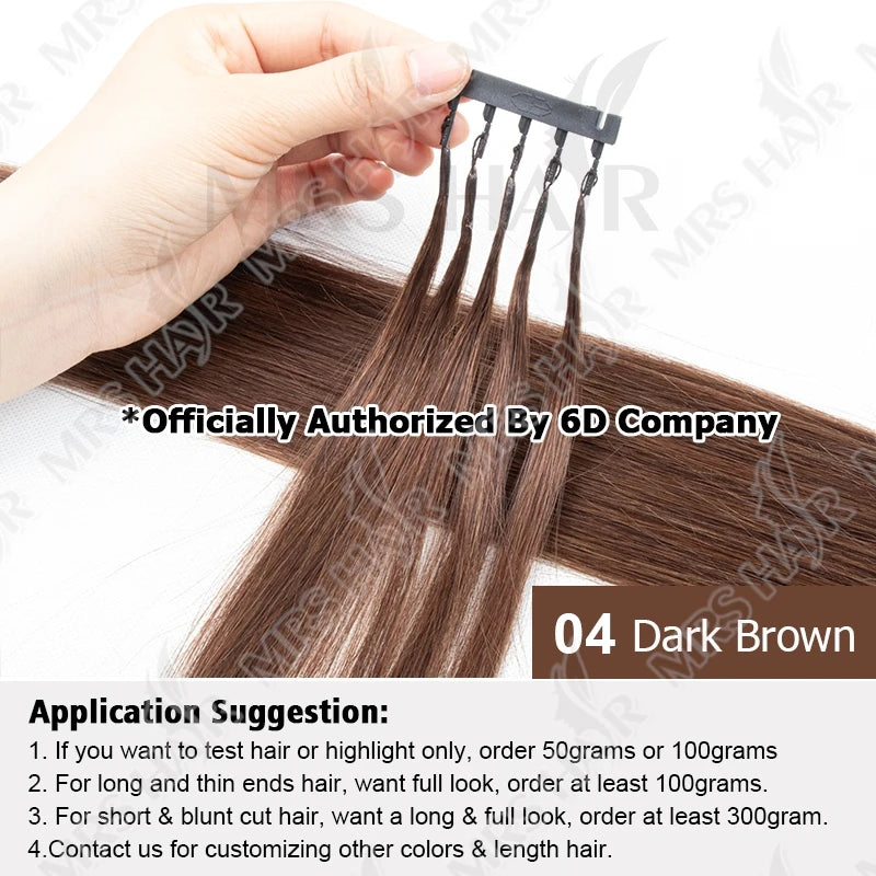 6D Hair Extensions Human Remy Micro Tiny Straight Generation Invisible Beads Real