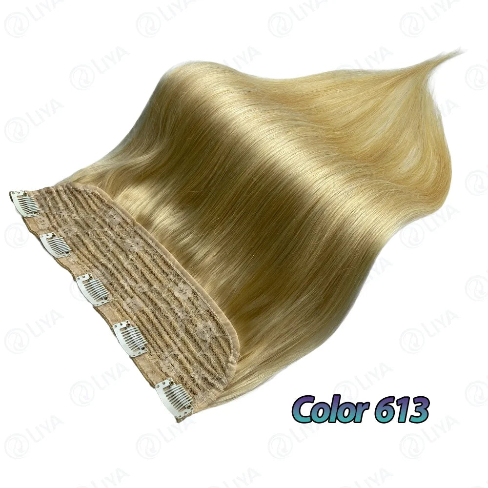 Light Brown Bone Straight Clip in Hair Extensions Full Head One-piece Human