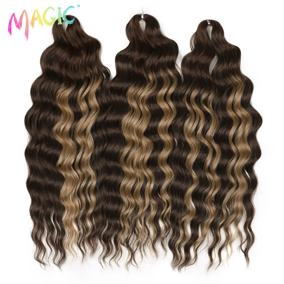 Water Wave Braiding Hair Extensions Ombre Blonde Deep Afro Curl Twist Crochet