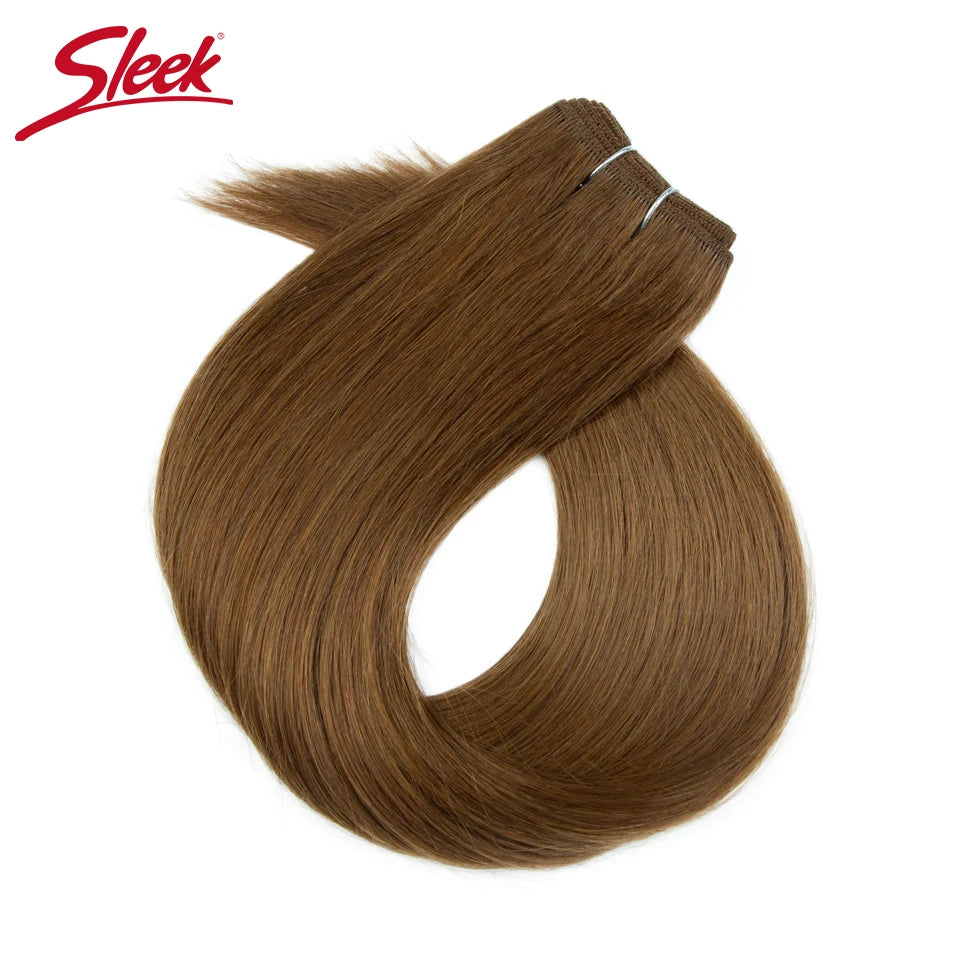 Sleek Peruvian Straight Human Hair Double Drawn Natural Weave Bundles Brown Remy