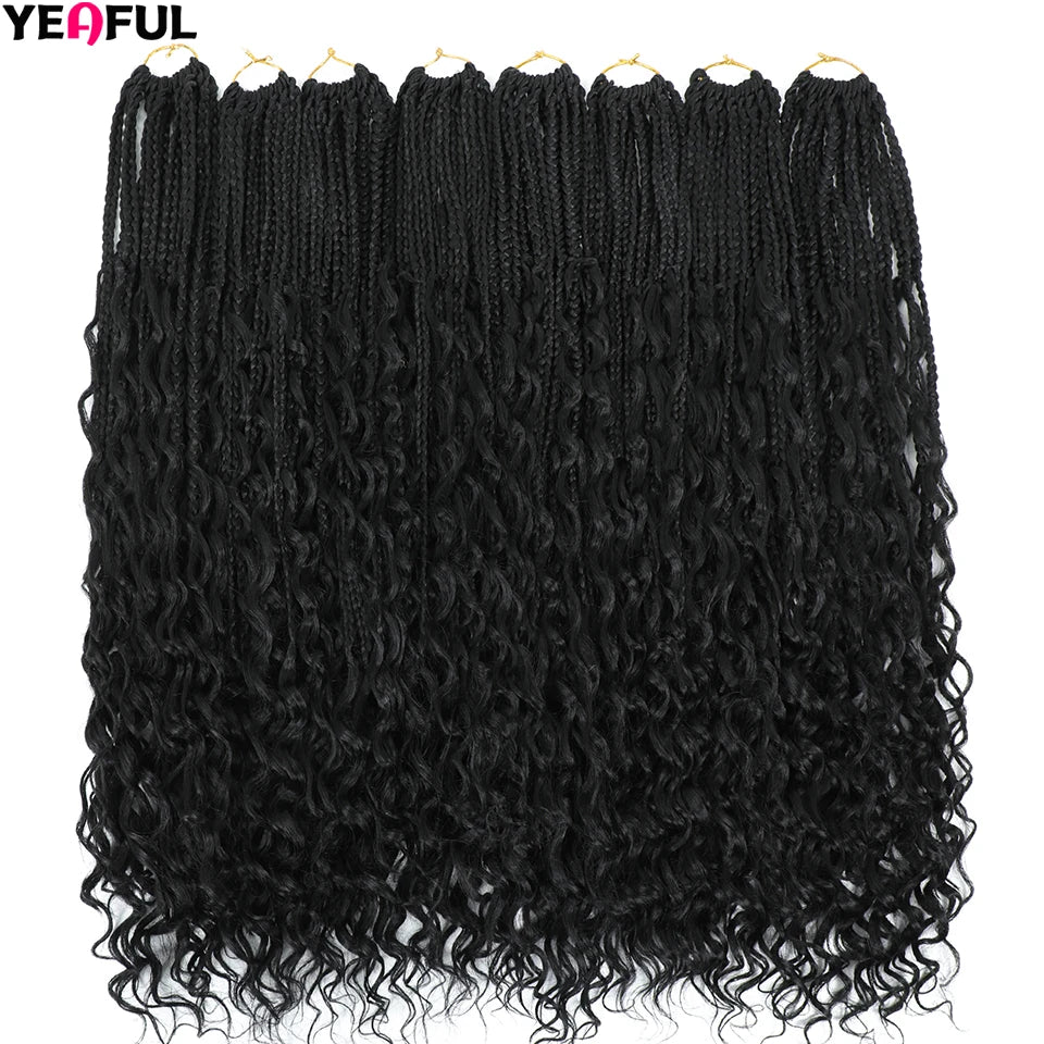 Ombre Goddess Box Braids Crochet Hair Dark Brown Chocolate Ginger Bohemian Curly