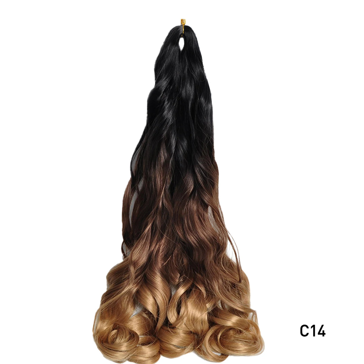 French Curls Braiding Hair Extensions - Synthetic Loose Wave Spiral Curl, High Temperature, Ombre Pre-Stretched
