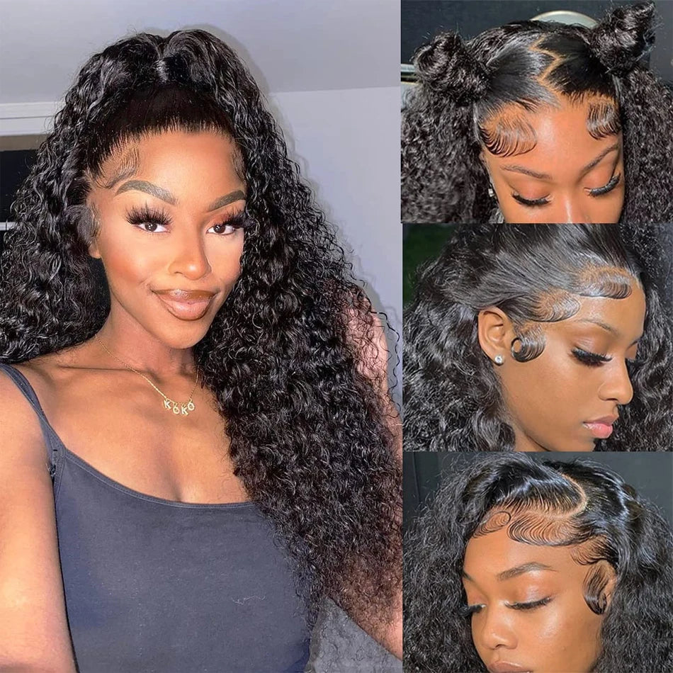 13x6 Glueless Density Brazilian Deep Wave Curly HD Lace Frontal Human Hair