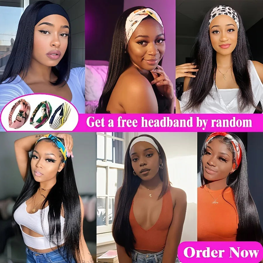Deep Wave Curly Human Hair Wig Full Machine Made Half Headband