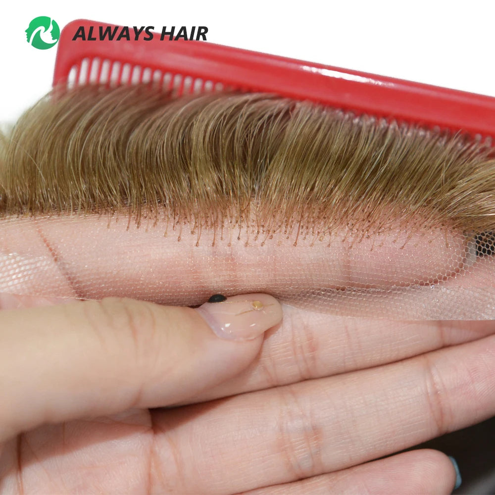MT11-14.5" Natural 100% Human Hair Wig 1/2" Lace Front Chinese Cuticle Remy Hair Blond Wig